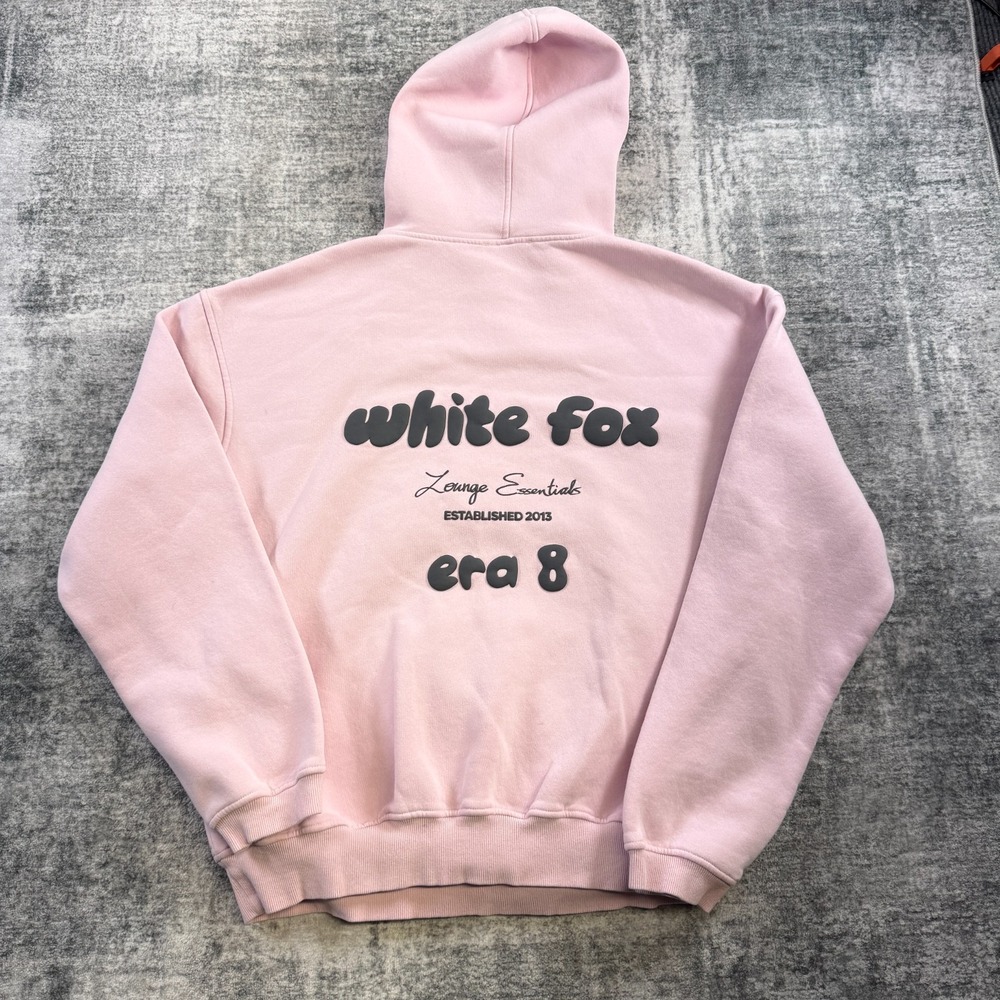 White Fox Hoodie L/XL Pink Lounge Essentials Era 8 Fleece Oversized Sweatshirt